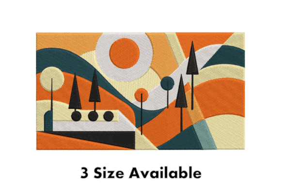 Abstract Landscape Embroidery Design: A Modern Touch for Personalized Gifts