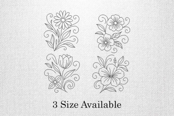 Elegant Floral Outline Embroidery