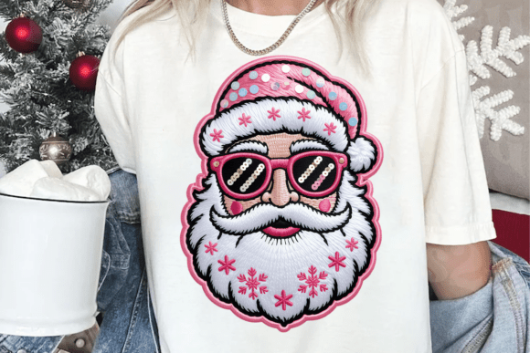 Merry Christmas Santa Faux Embroidery